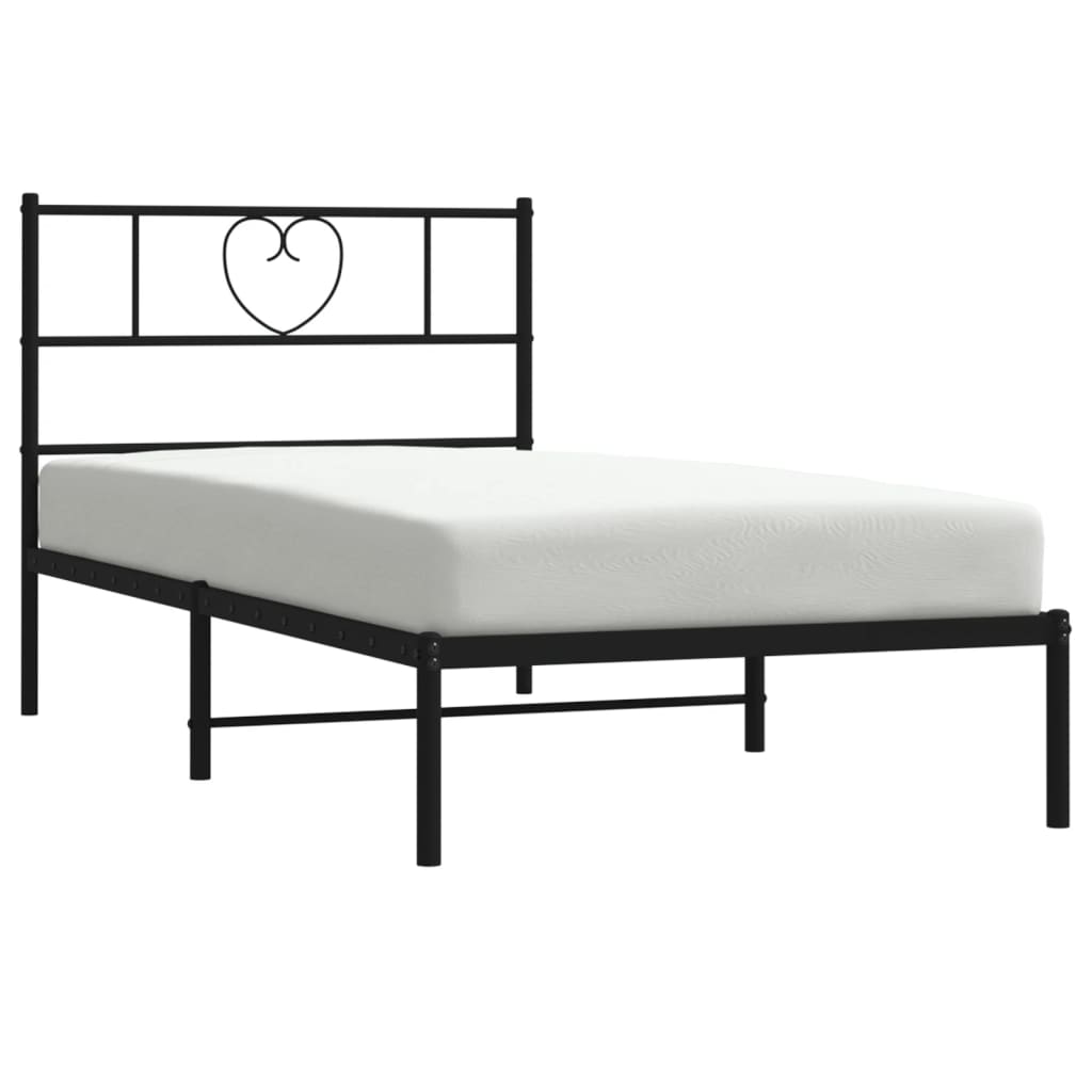 Metal Bed Frame with Headboard Black 92x187 cm Single Size