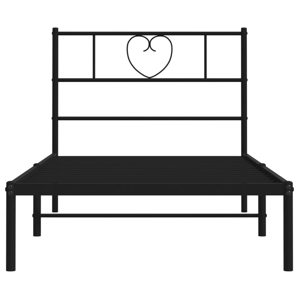 Metal Bed Frame with Headboard Black 92x187 cm Single Size