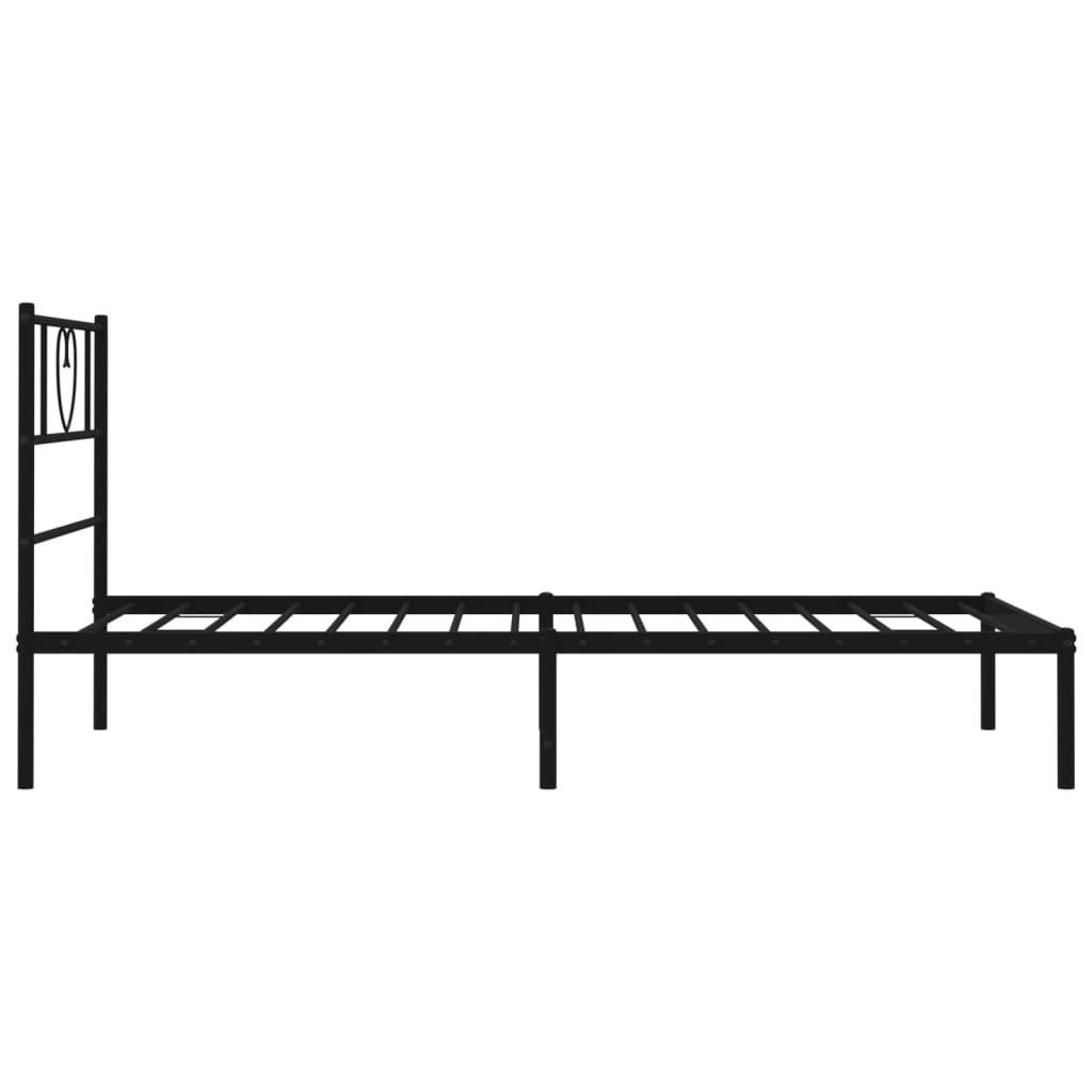 Metal Bed Frame with Headboard Black 92x187 cm Single Size