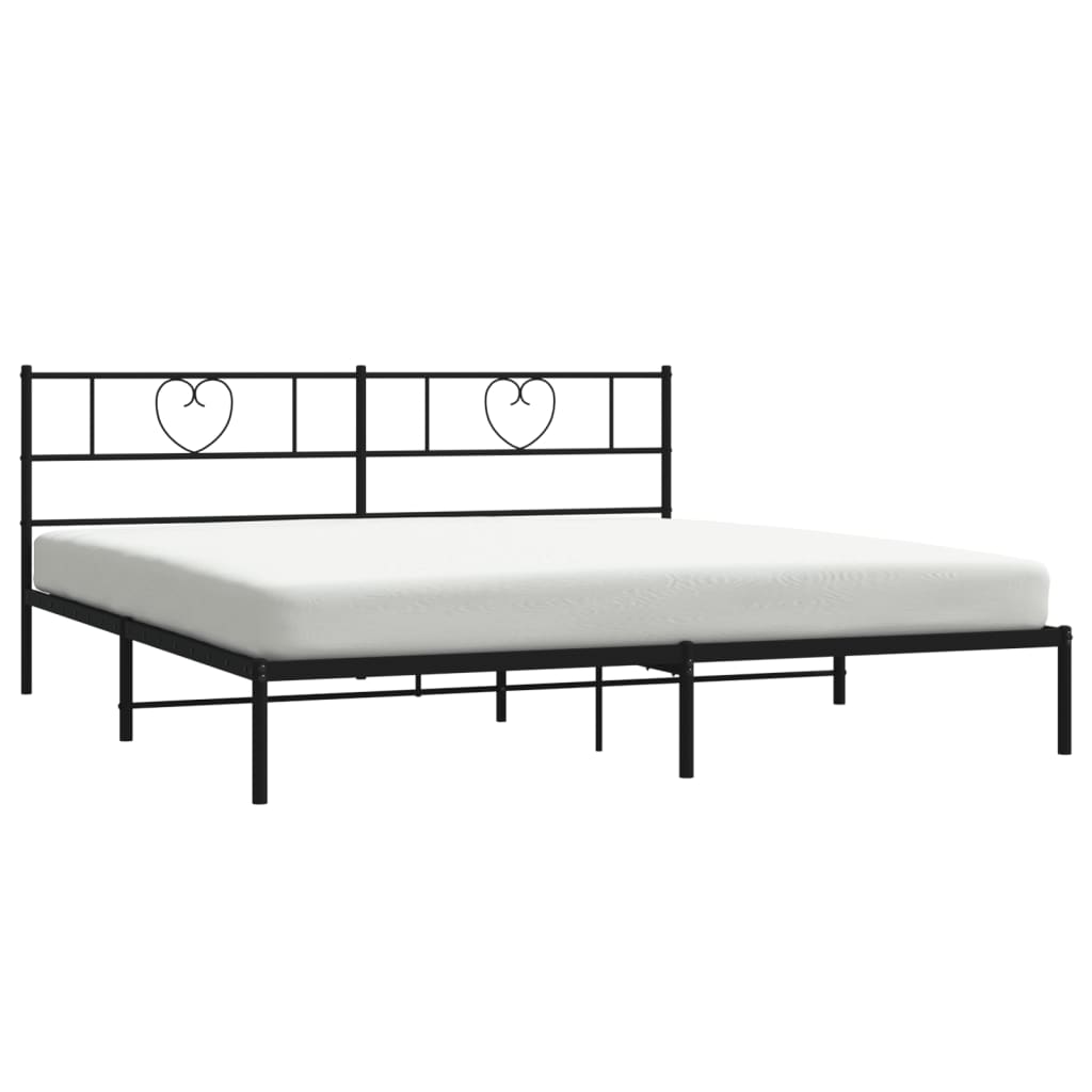 Metal Bed Frame with Headboard Black 183x203 cm King Size