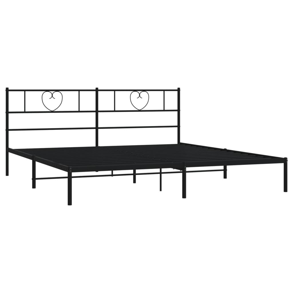 Metal Bed Frame with Headboard Black 183x203 cm King Size