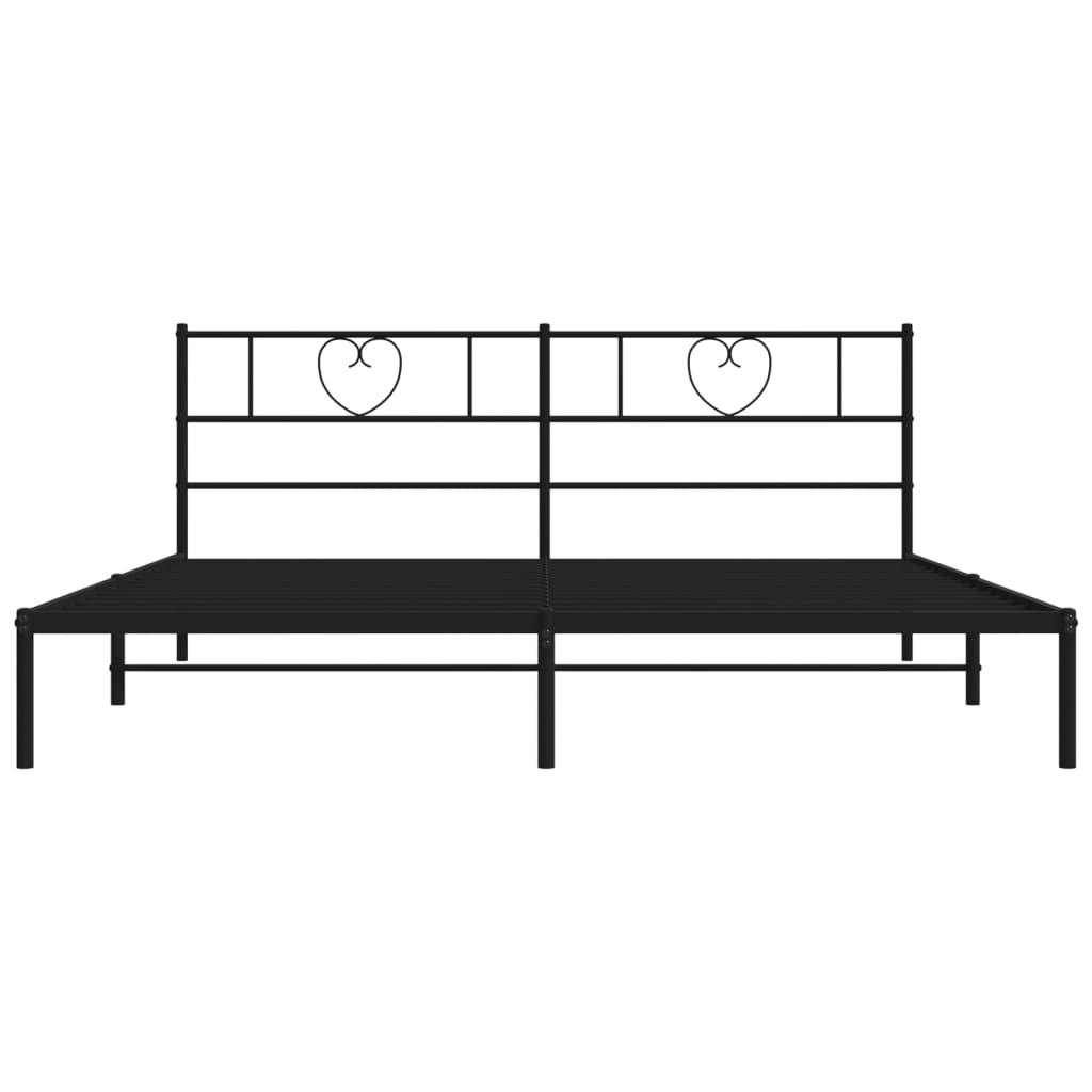 Metal Bed Frame with Headboard Black 183x203 cm King Size