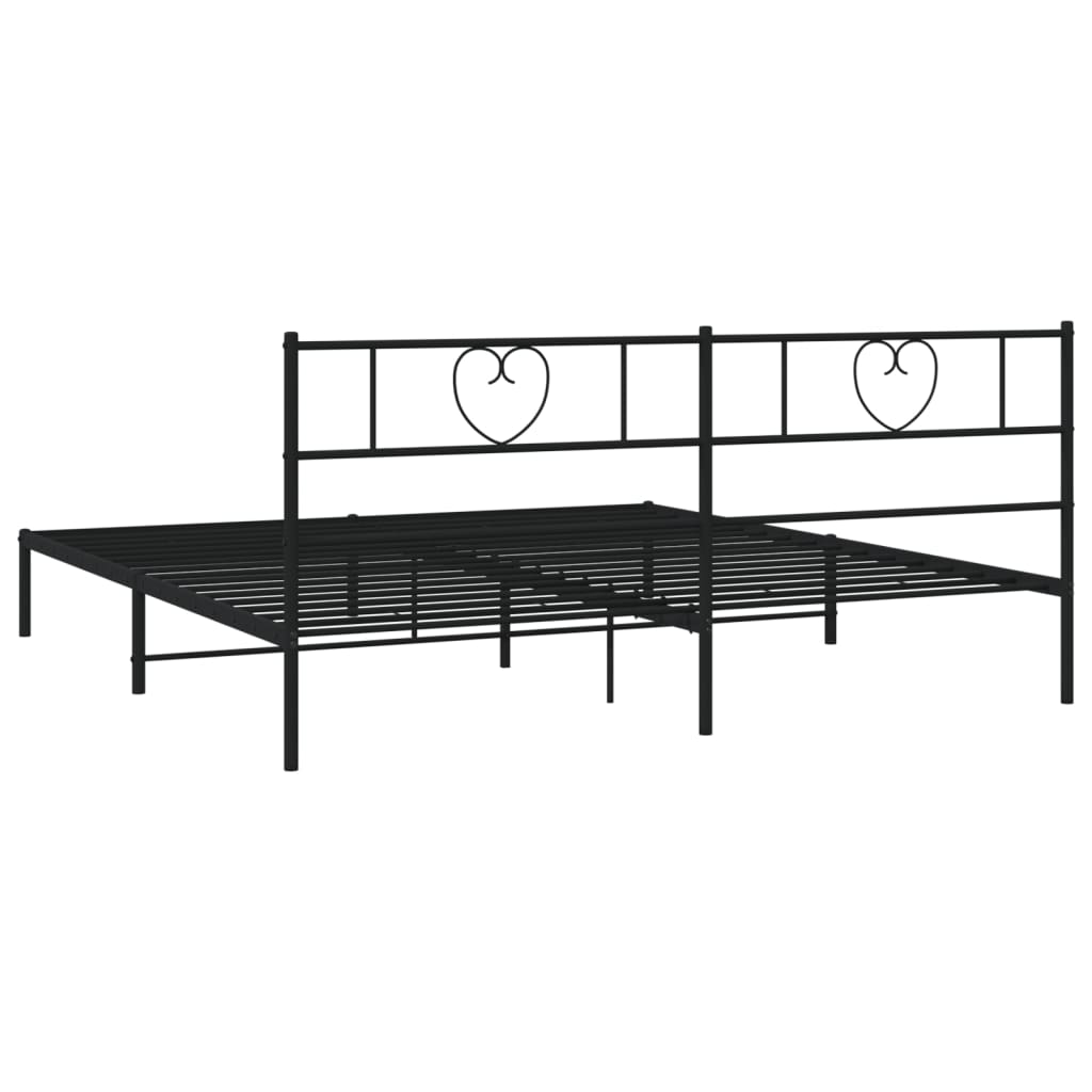 Metal Bed Frame with Headboard Black 183x203 cm King Size