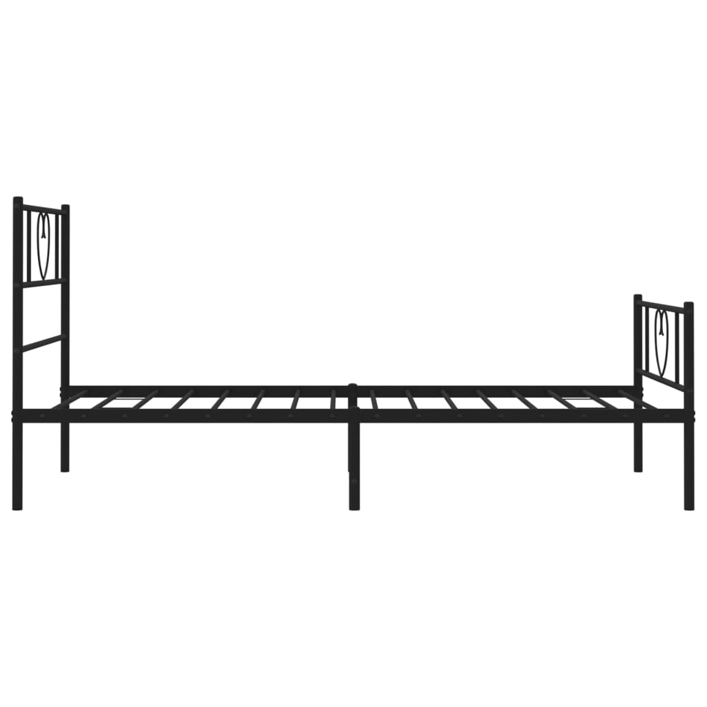 Metal Bed Frame with Headboard and Footboard Black 92x187 cm Single Size