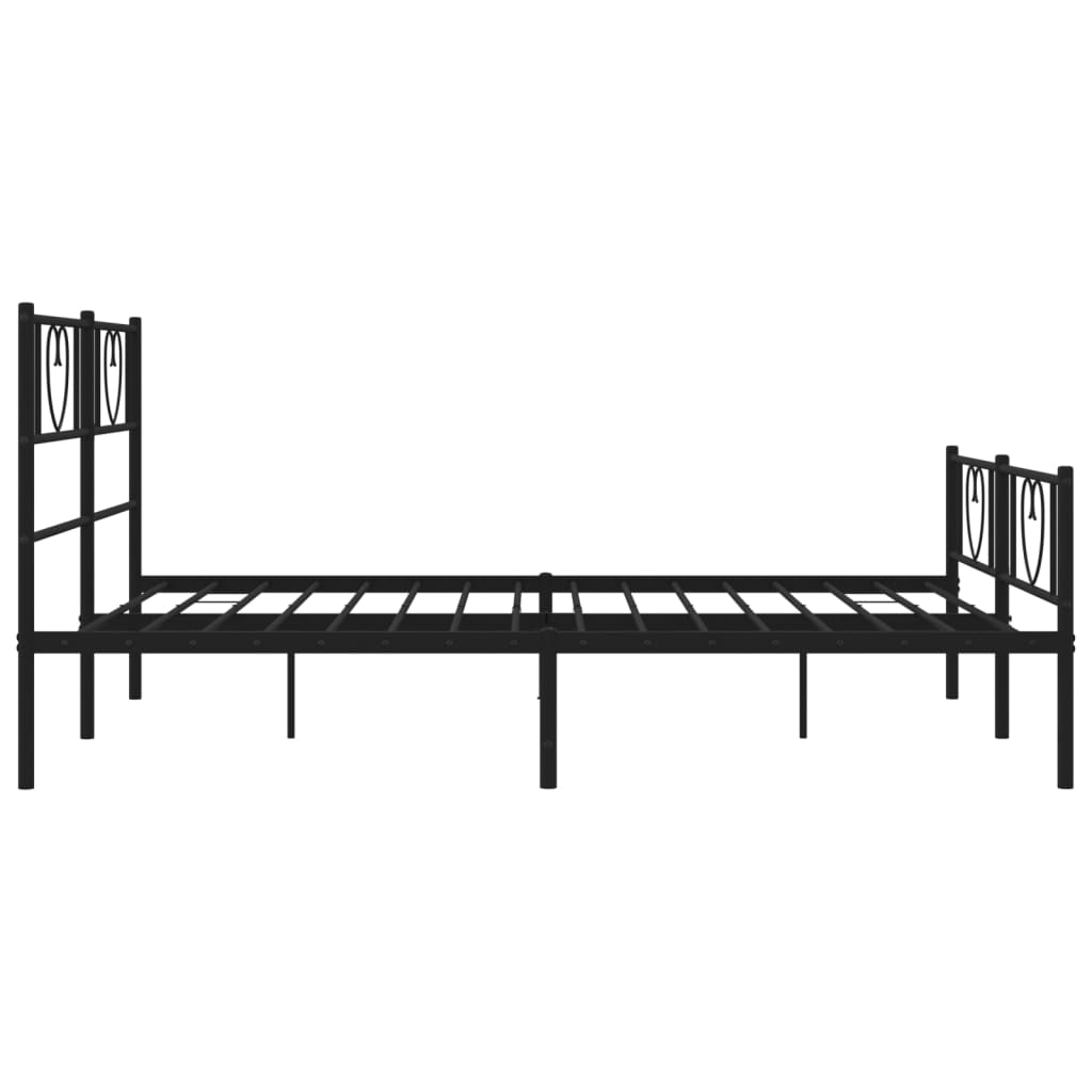 Metal Bed Frame with Headboard and Footboard Black 135x190 cm