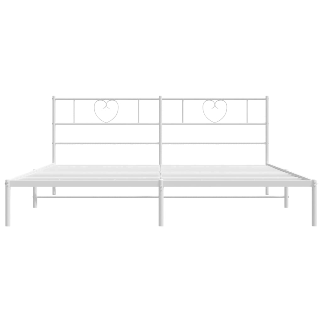 Metal Bed Frame with Headboard White 183x203 cm King Size