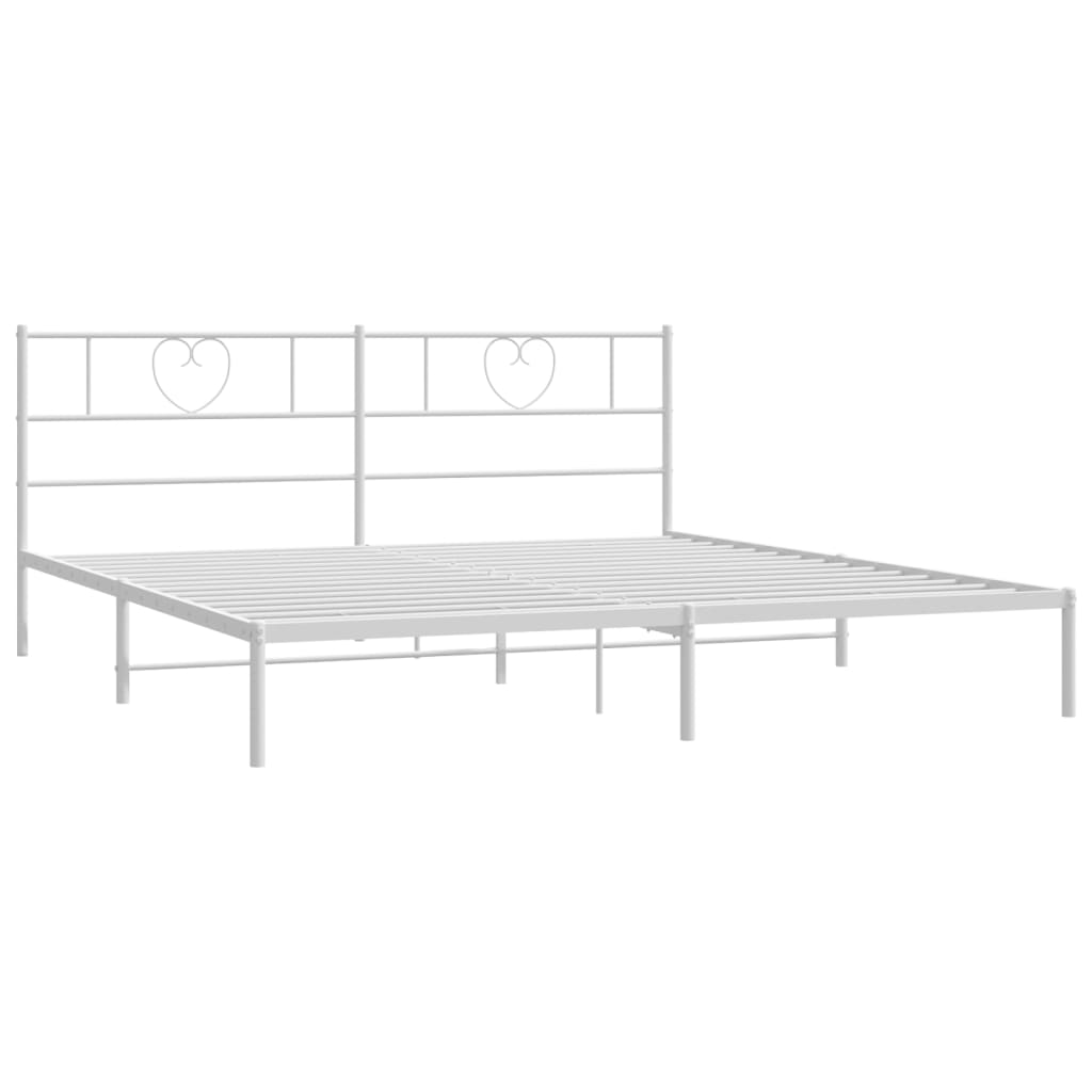 Metal Bed Frame with Headboard White 183x203 cm King Size