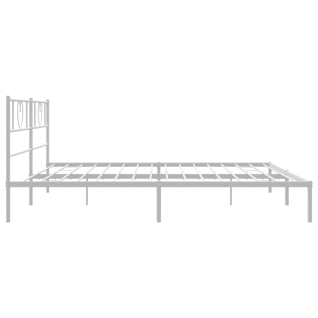 Metal Bed Frame with Headboard White 183x203 cm King Size