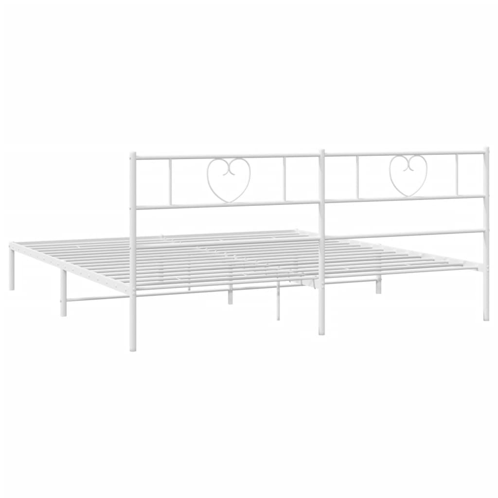 Metal Bed Frame with Headboard White 183x203 cm King Size