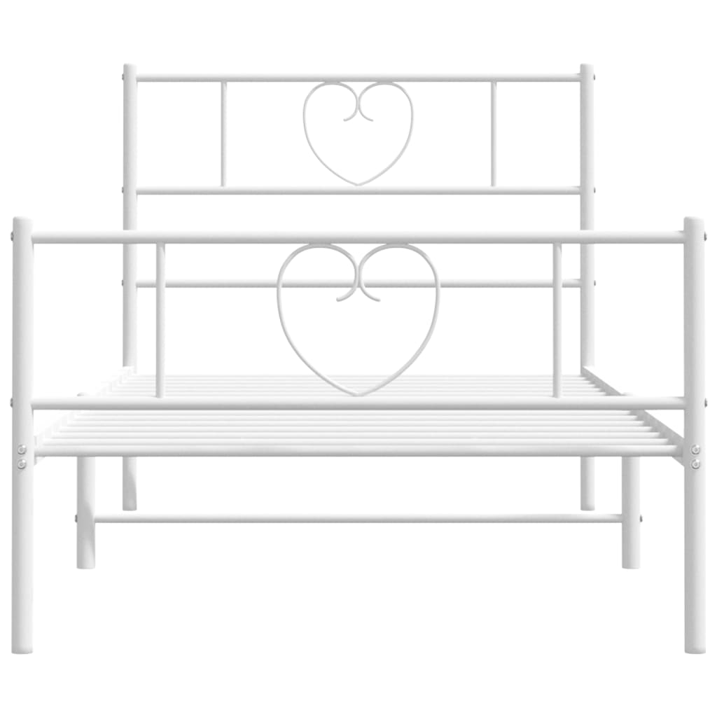 Metal Bed Frame with Headboard and Footboard White 92x187 cm Single Size