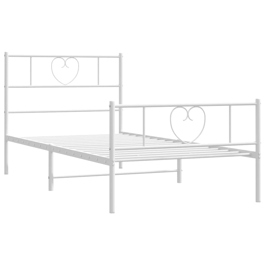 Metal Bed Frame with Headboard and Footboard White 92x187 cm Single Size