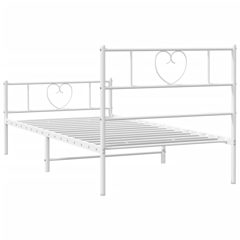 Metal Bed Frame with Headboard and Footboard White 92x187 cm Single Size