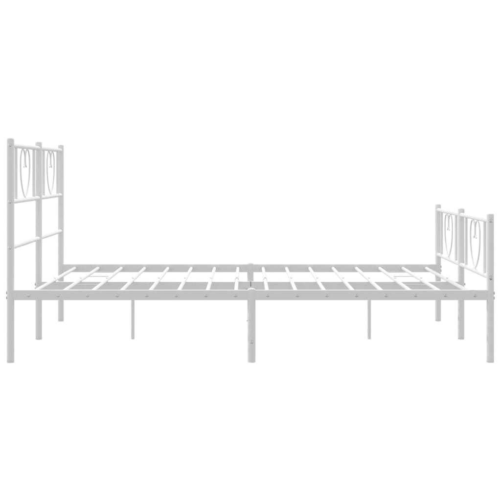 Metal Bed Frame with Headboard and Footboard White 135x190 cm