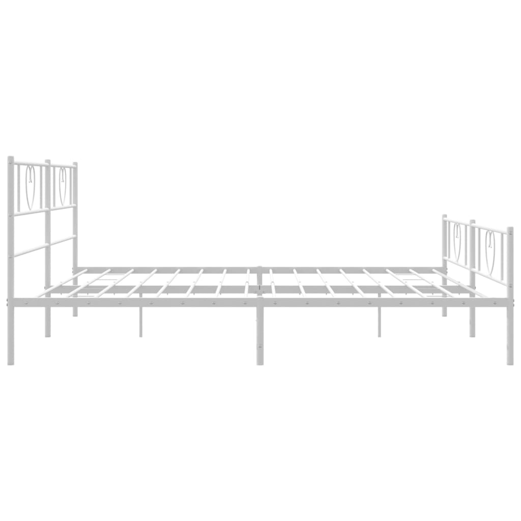 Metal Bed Frame with Headboard and Footboard White 183x203 cm King Size