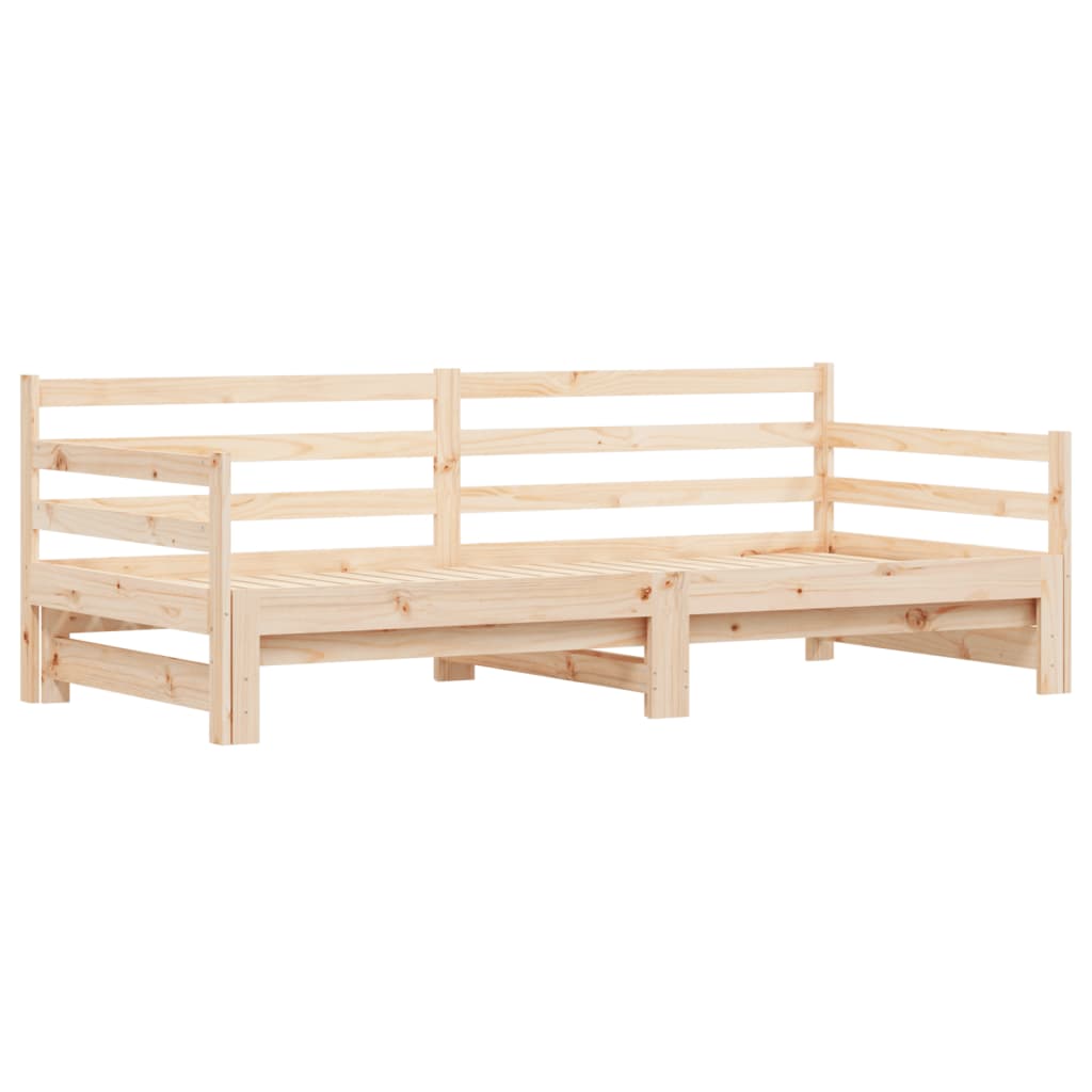 Daybed with Trundle 92x187 cm Single Size Solid Wood Pine