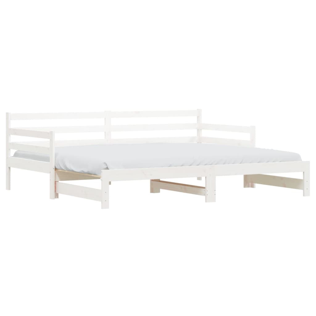 Daybed with Trundle White 92x187 cm Single Size Solid Wood Pine