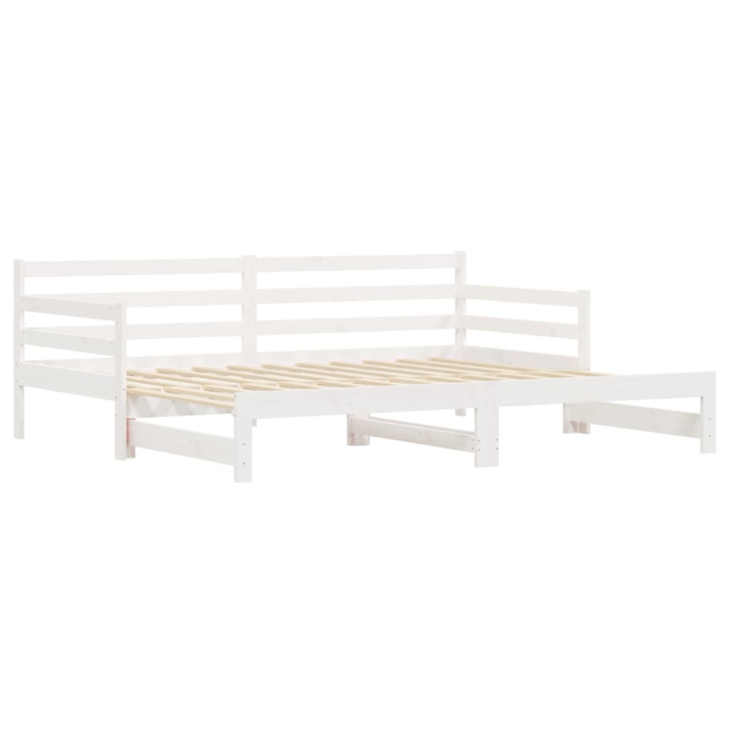 Daybed with Trundle White 92x187 cm Single Size Solid Wood Pine