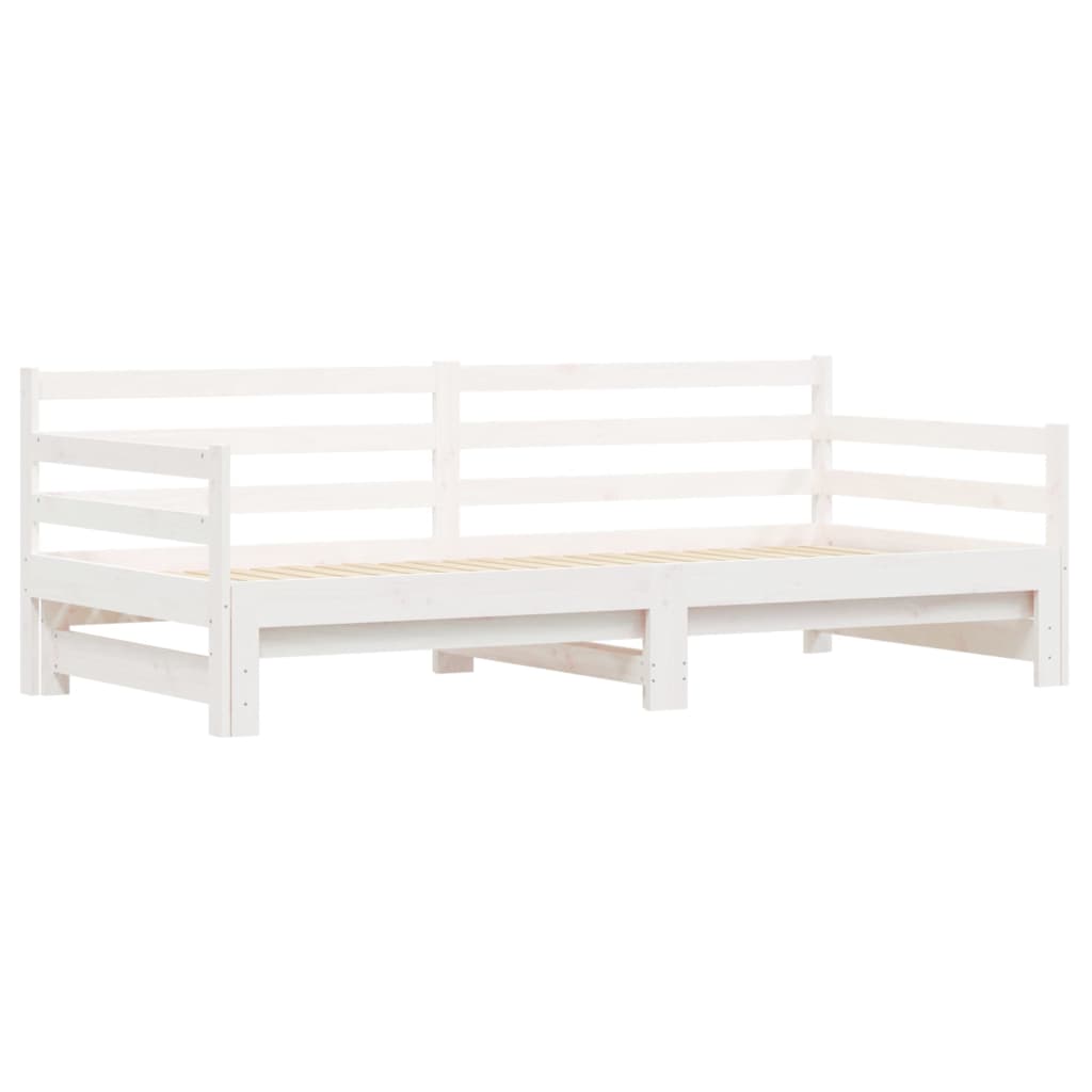 Daybed with Trundle White 92x187 cm Single Size Solid Wood Pine