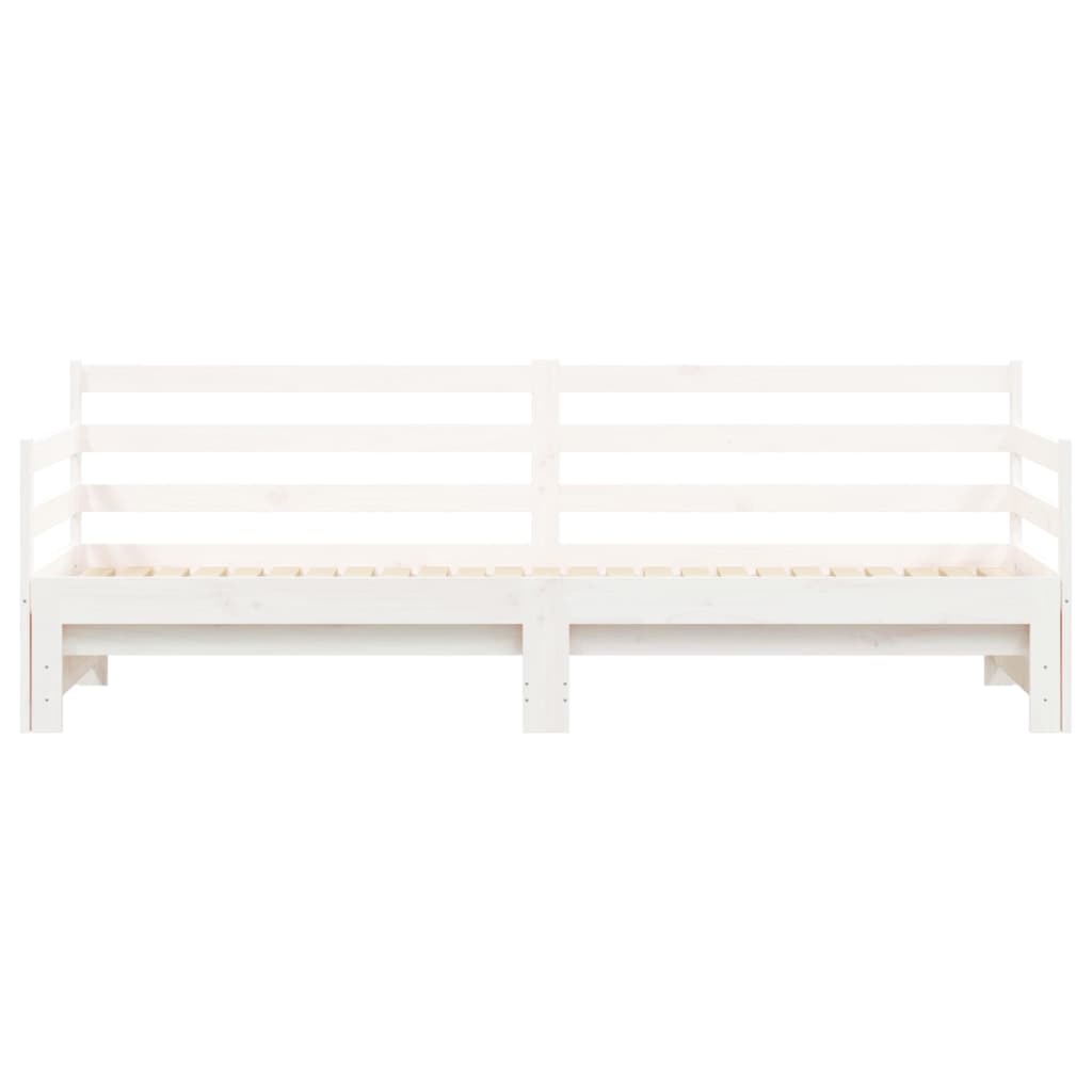 Daybed with Trundle White 92x187 cm Single Size Solid Wood Pine