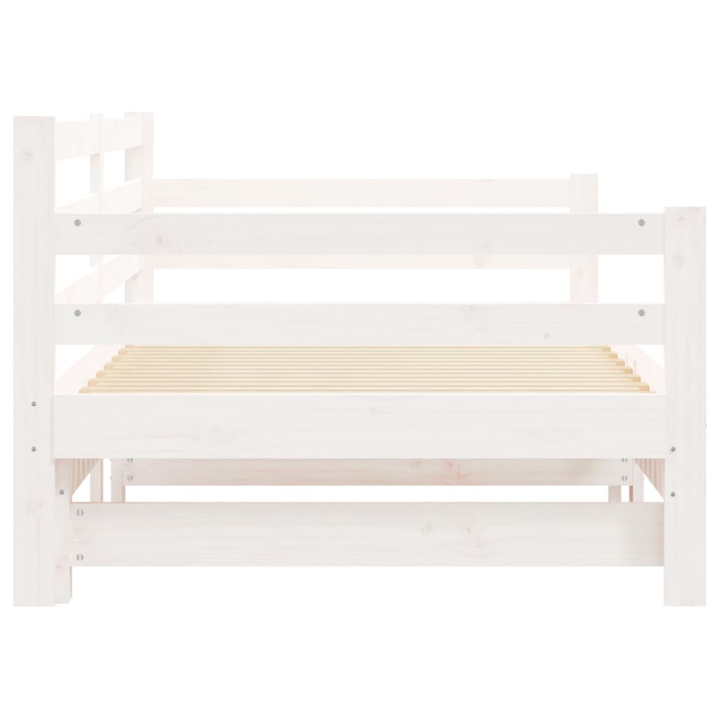 Daybed with Trundle White 92x187 cm Single Size Solid Wood Pine