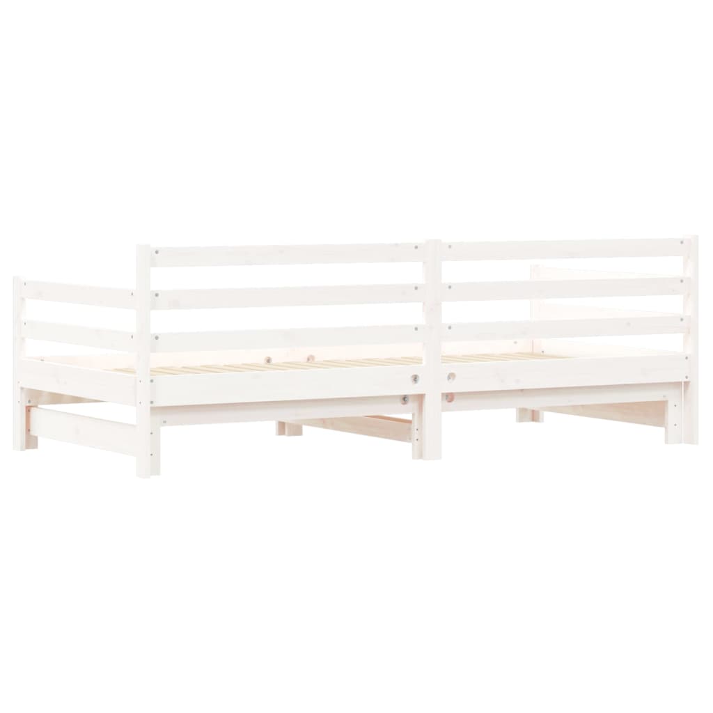 Daybed with Trundle White 92x187 cm Single Size Solid Wood Pine