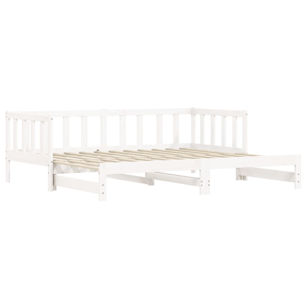 Day Bed with Trundle White 92x187 cm Single Size Solid Wood Pine