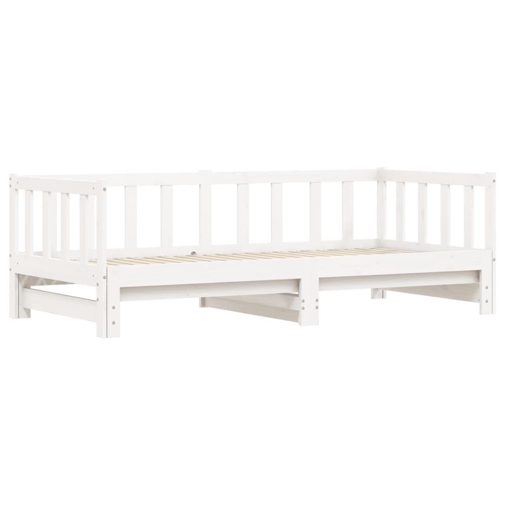 Day Bed with Trundle White 92x187 cm Single Size Solid Wood Pine