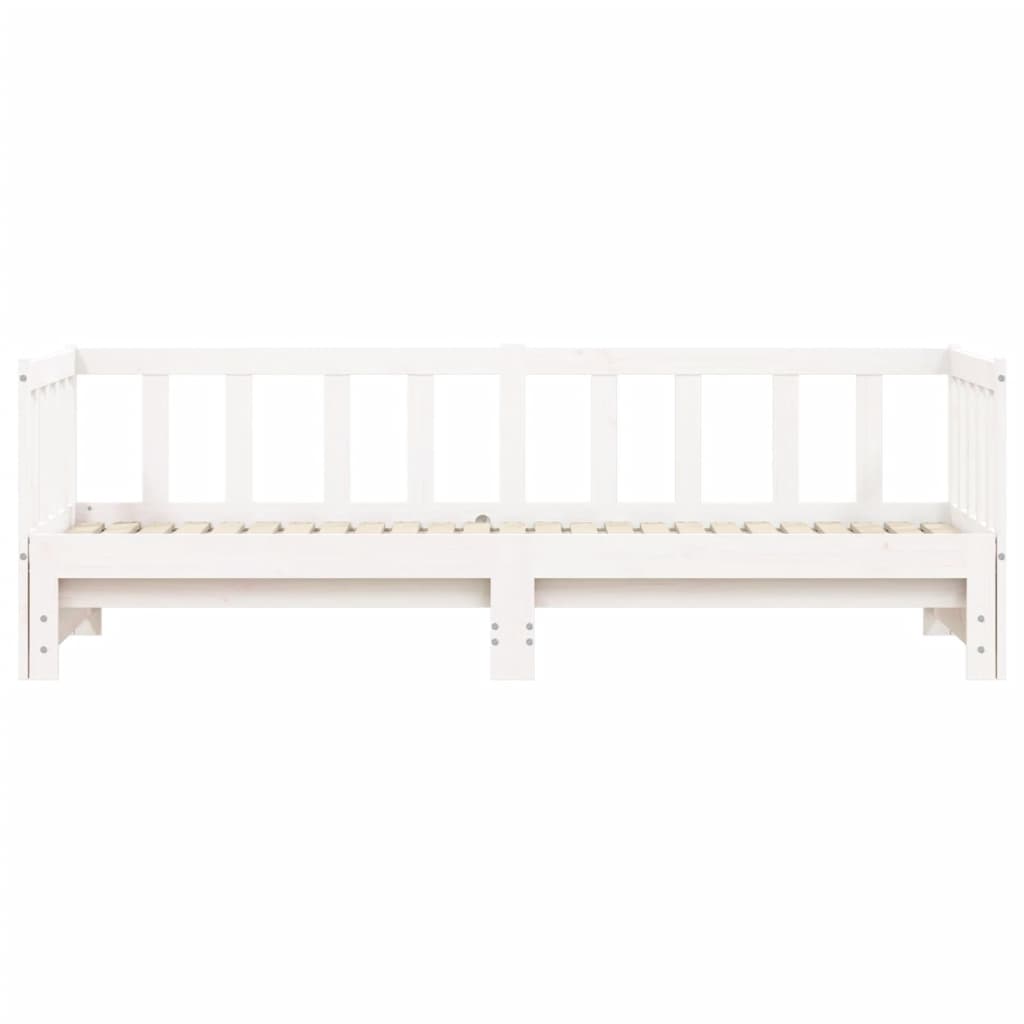 Day Bed with Trundle White 92x187 cm Single Size Solid Wood Pine