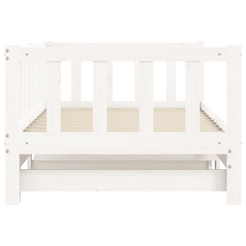 Day Bed with Trundle White 92x187 cm Single Size Solid Wood Pine