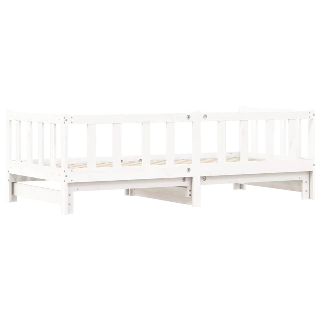 Day Bed with Trundle White 92x187 cm Single Size Solid Wood Pine