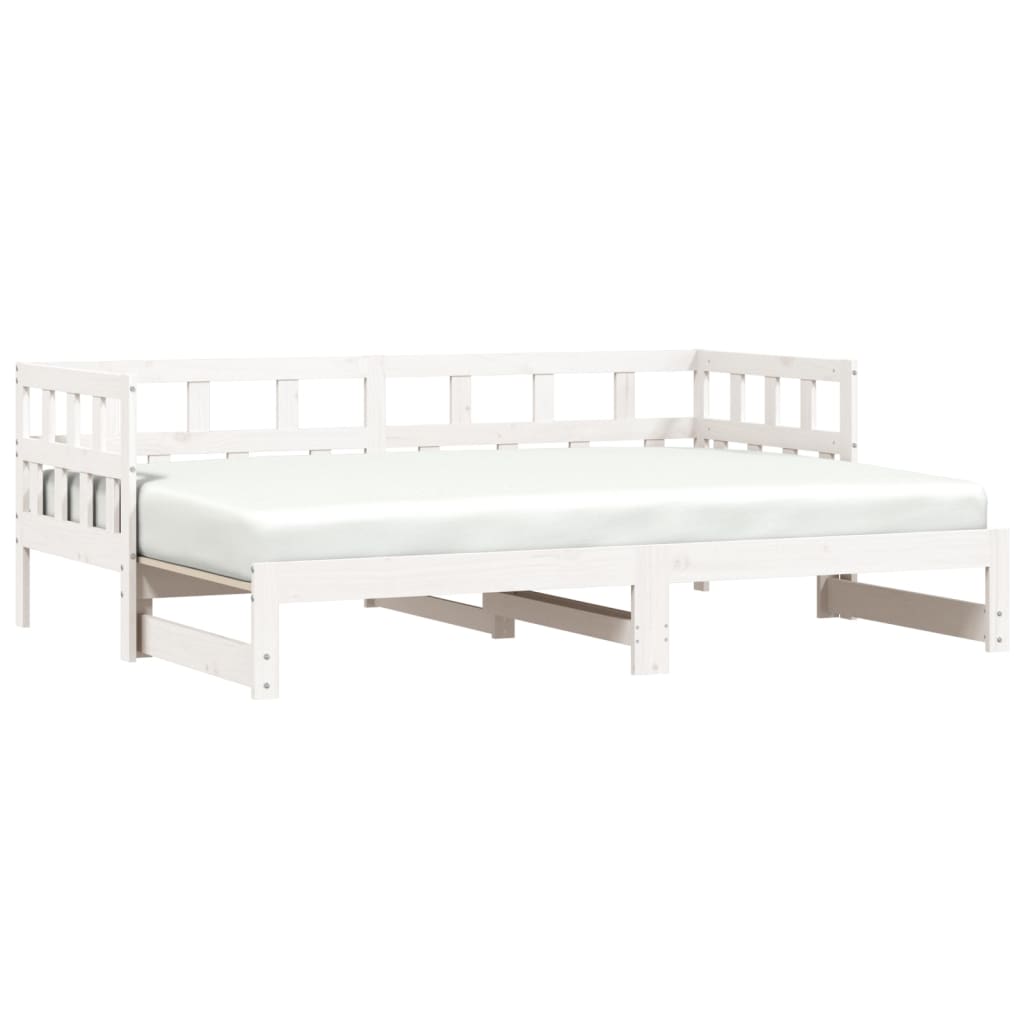 Daybed with Trundle White 92x187 cm Single Size Solid Wood Pine