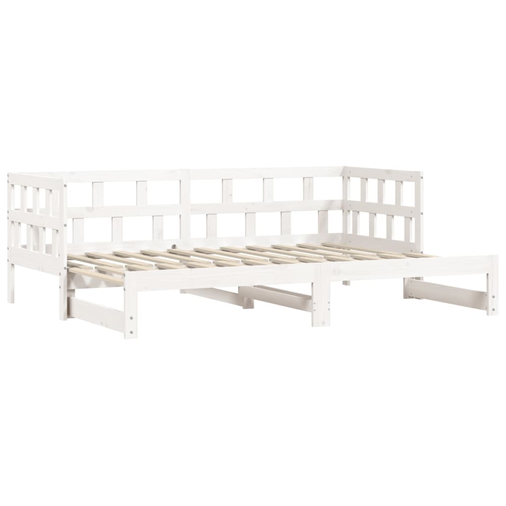 Daybed with Trundle White 92x187 cm Single Size Solid Wood Pine