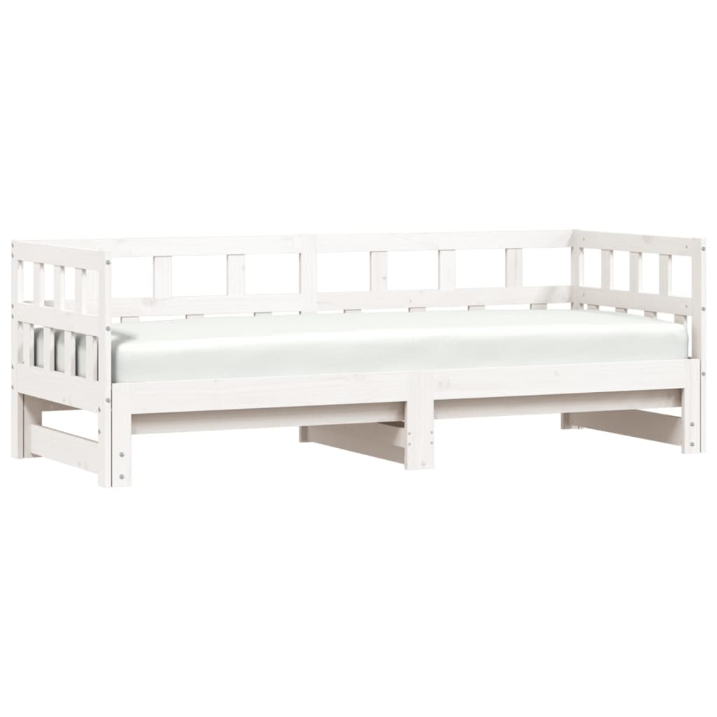 Daybed with Trundle White 92x187 cm Single Size Solid Wood Pine