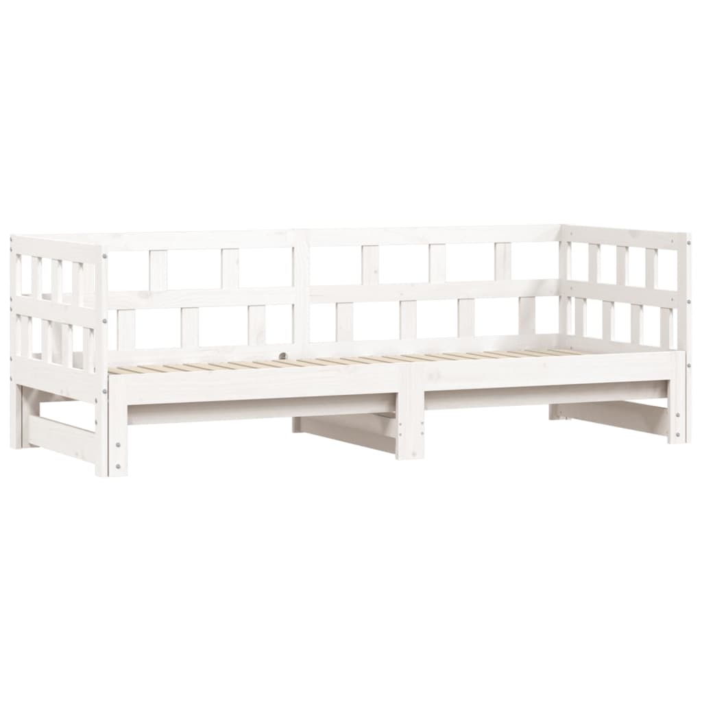 Daybed with Trundle White 92x187 cm Single Size Solid Wood Pine