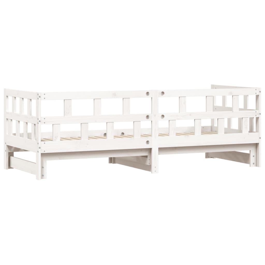 Daybed with Trundle White 92x187 cm Single Size Solid Wood Pine