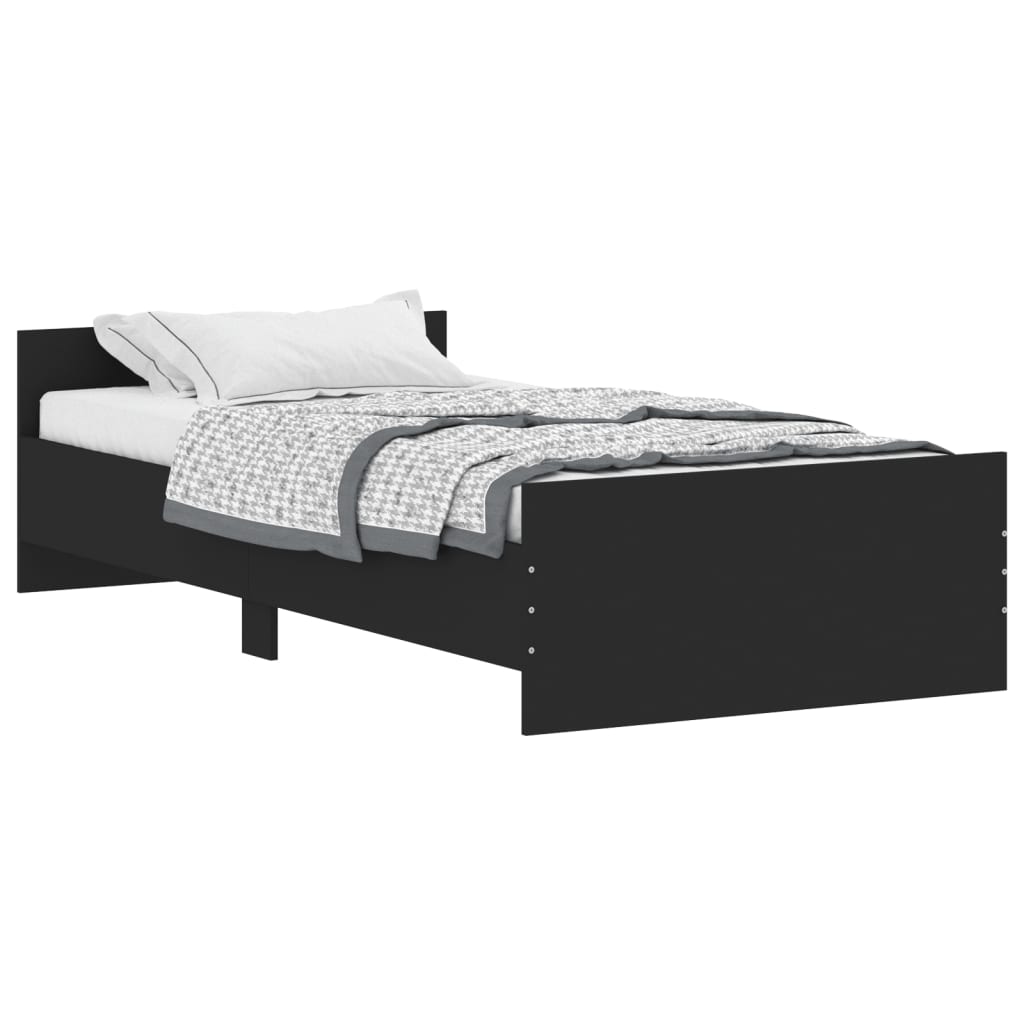 Bed Frame Black 92x187 cm Single Size Engineered Wood