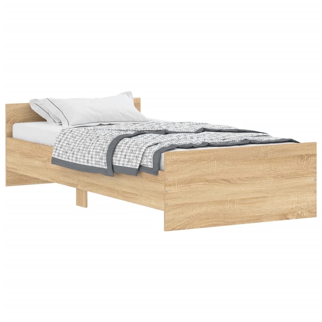 Bed Frame Sonoma Oak 92x187 cm Single Size Engineered Wood