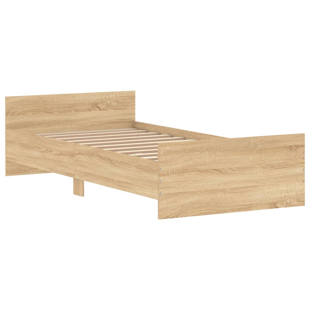 Bed Frame Sonoma Oak 92x187 cm Single Size Engineered Wood