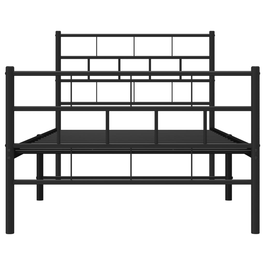 Metal Bed Frame with Headboard and Footboard Black 92x187 cm Single Size