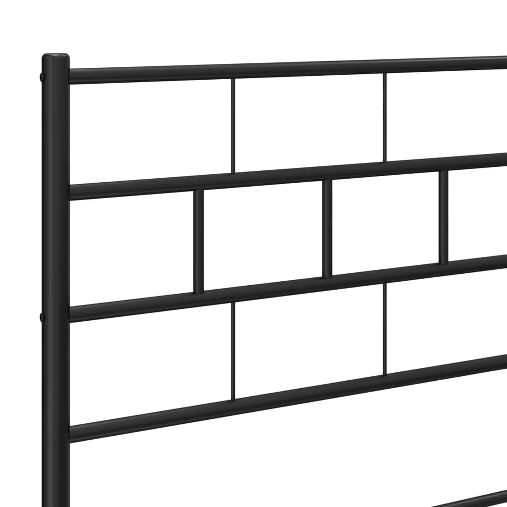 Metal Bed Frame with Headboard and Footboard Black 135x190 cm