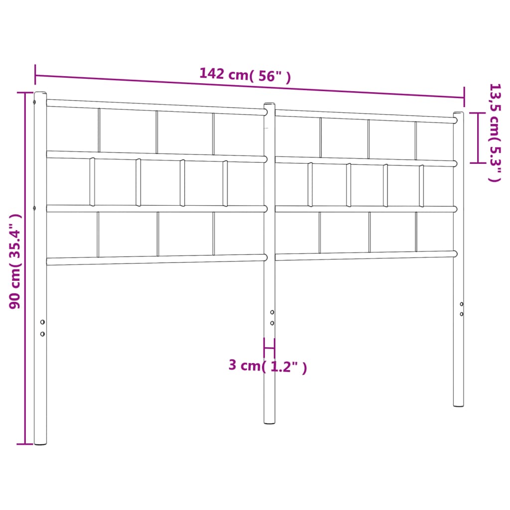 Metal Headboard Black 137 cm