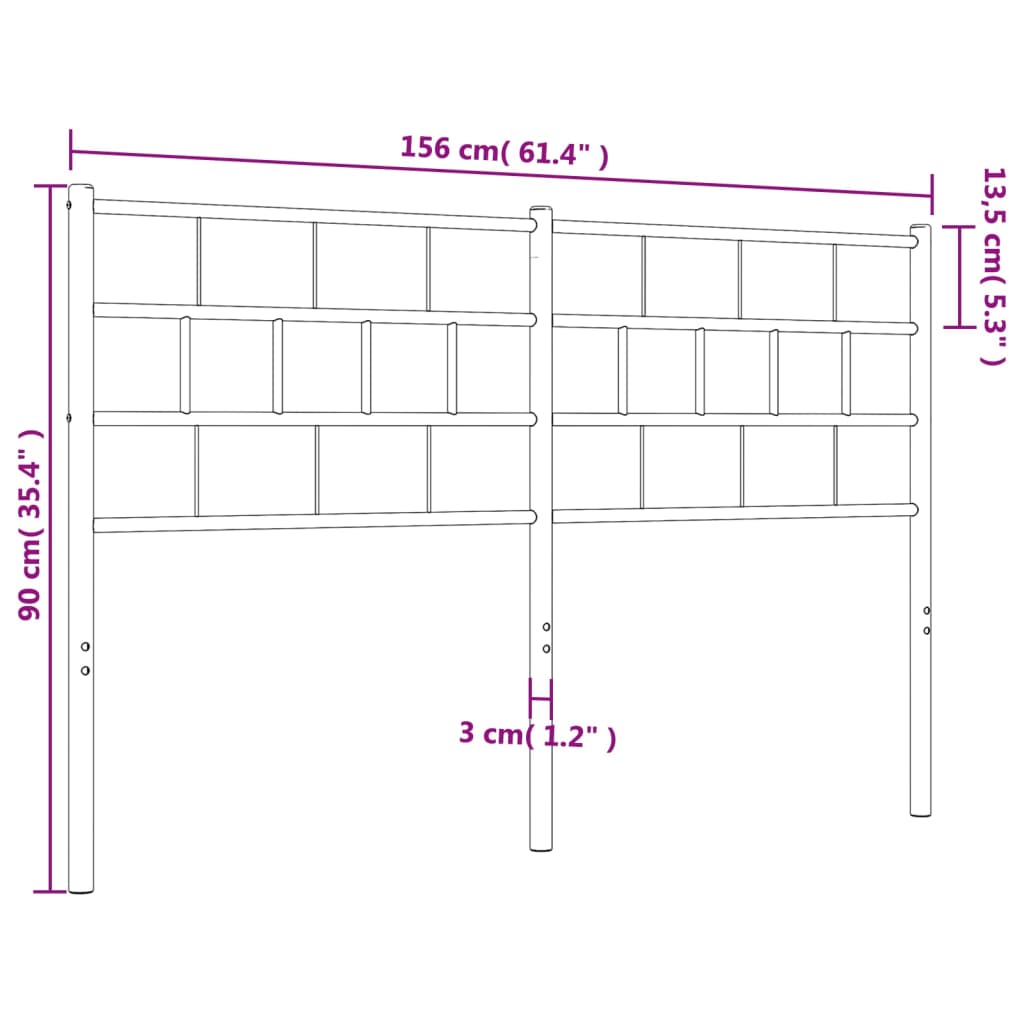 Metal Headboard Black 152 cm