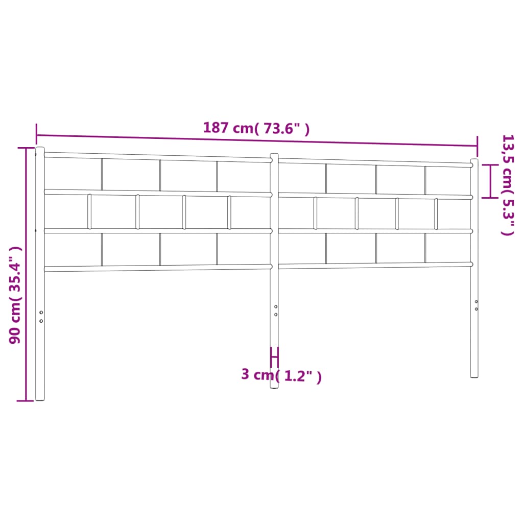 Metal Headboard Black 183 cm