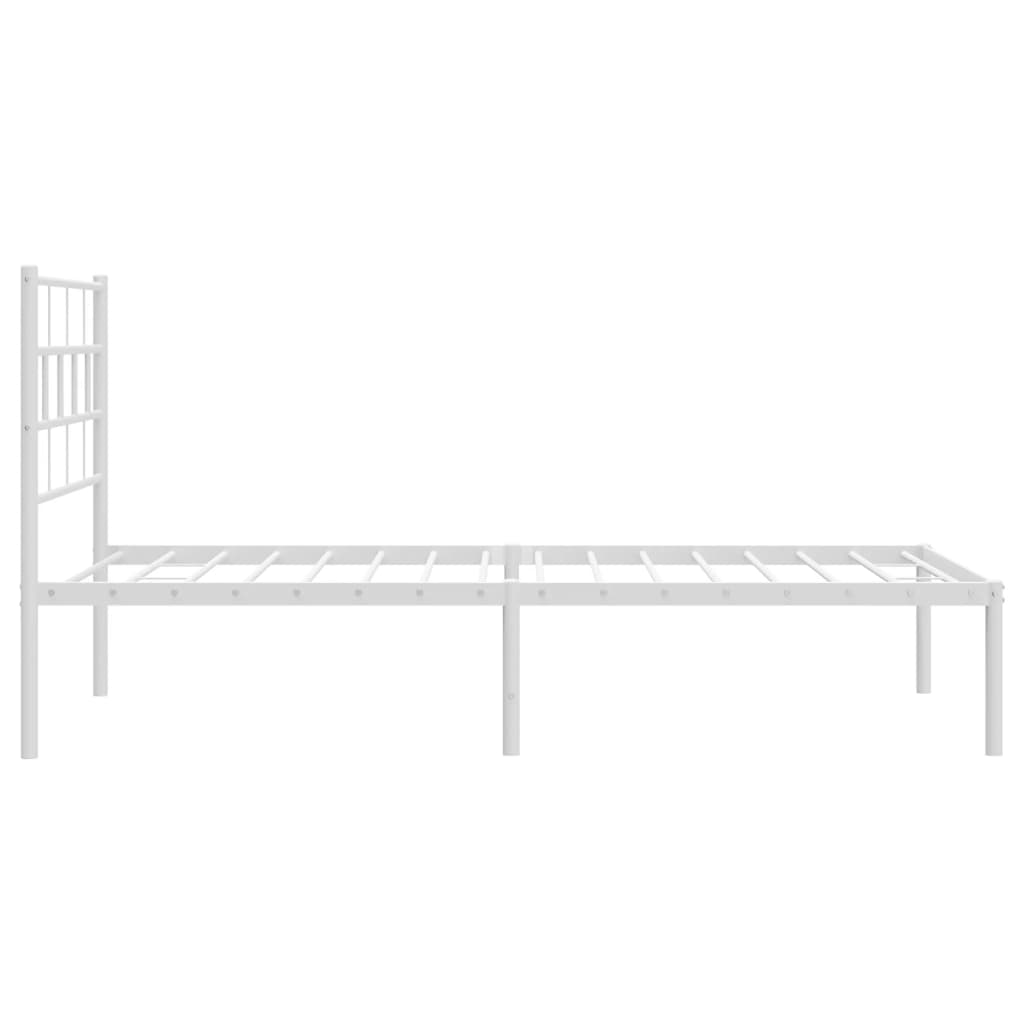 Metal Bed Frame with Headboard White 92x187 cm Single Size