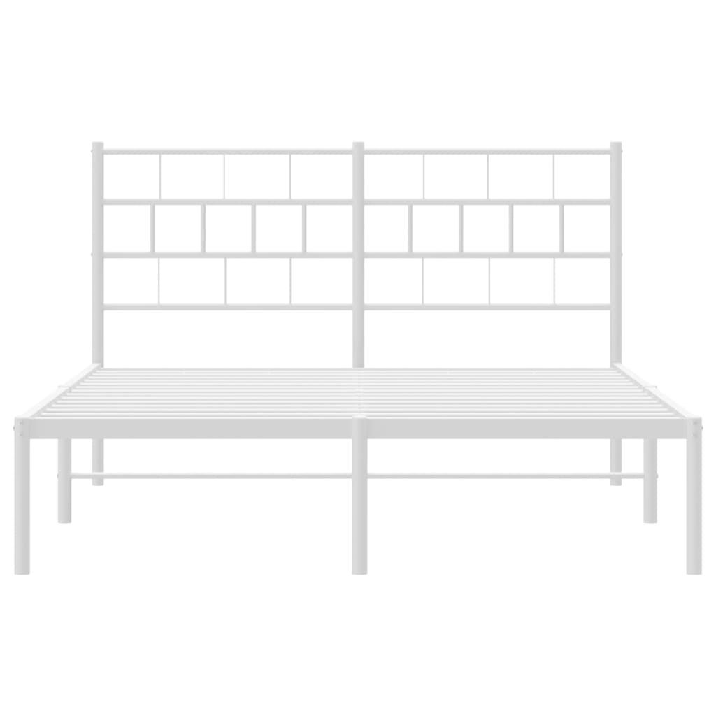 Metal Bed Frame with Headboard White 150x200 cm