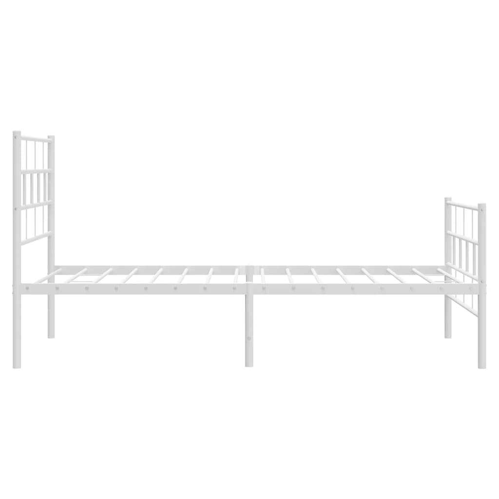 Metal Bed Frame with Headboard and Footboard White 107x203 cm