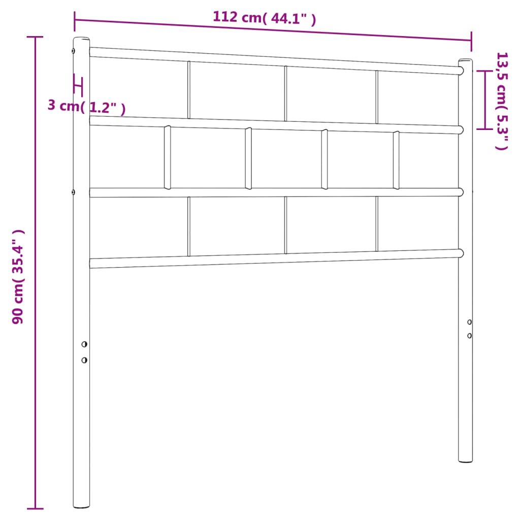 Metal Headboard White 107 cm