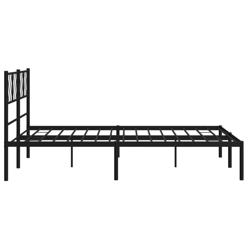 Metal Bed Frame with Headboard Black 135x190 cm