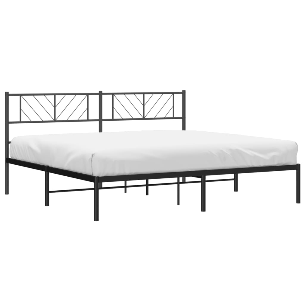 Metal Bed Frame with Headboard Black 183x203 cm King Size