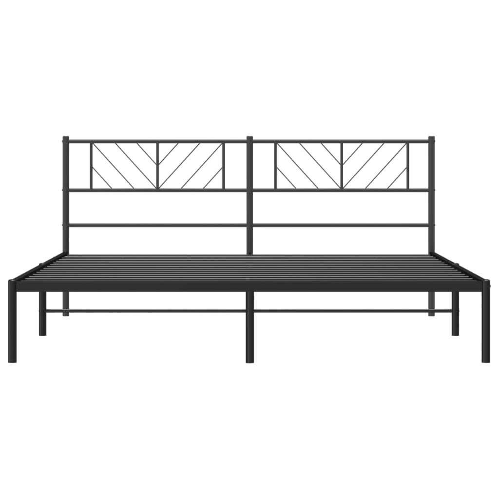 Metal Bed Frame with Headboard Black 183x203 cm King Size